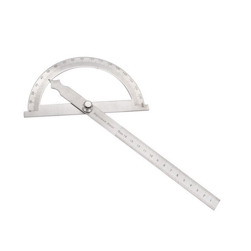 14.5cm 180 Degree Adjustable Protractor Multifunction Stainless Steel Roundhead Ruler Mathematics Measuring Tool: Yellow
