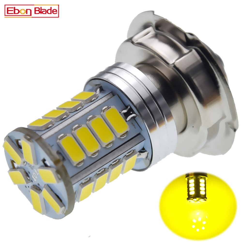 1 stk led pære  p26s citron gult lys atv scooter motorcykel forlygte lampe 6v 12v dc motor knallert motorcykel 5730 26 smd forlygte