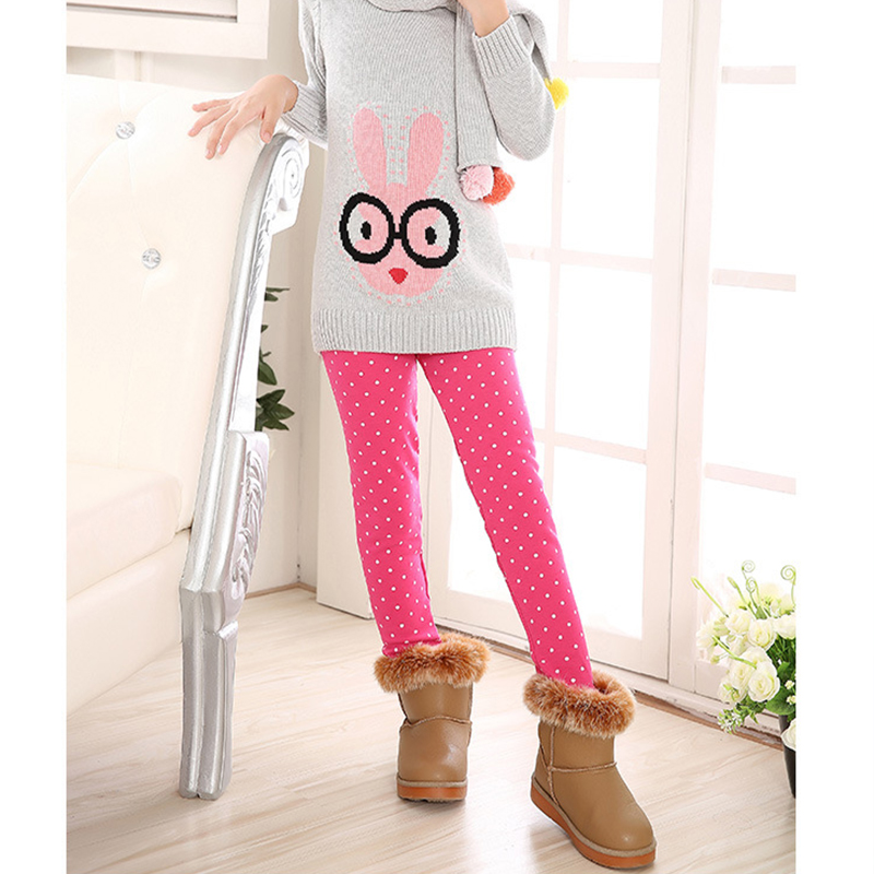 V-TREE Leggings Voor Meisjes Warme Fluwelen Kinderen Leggings Broek Dots Print Kids Kleding Herfst Winter 3-8Y