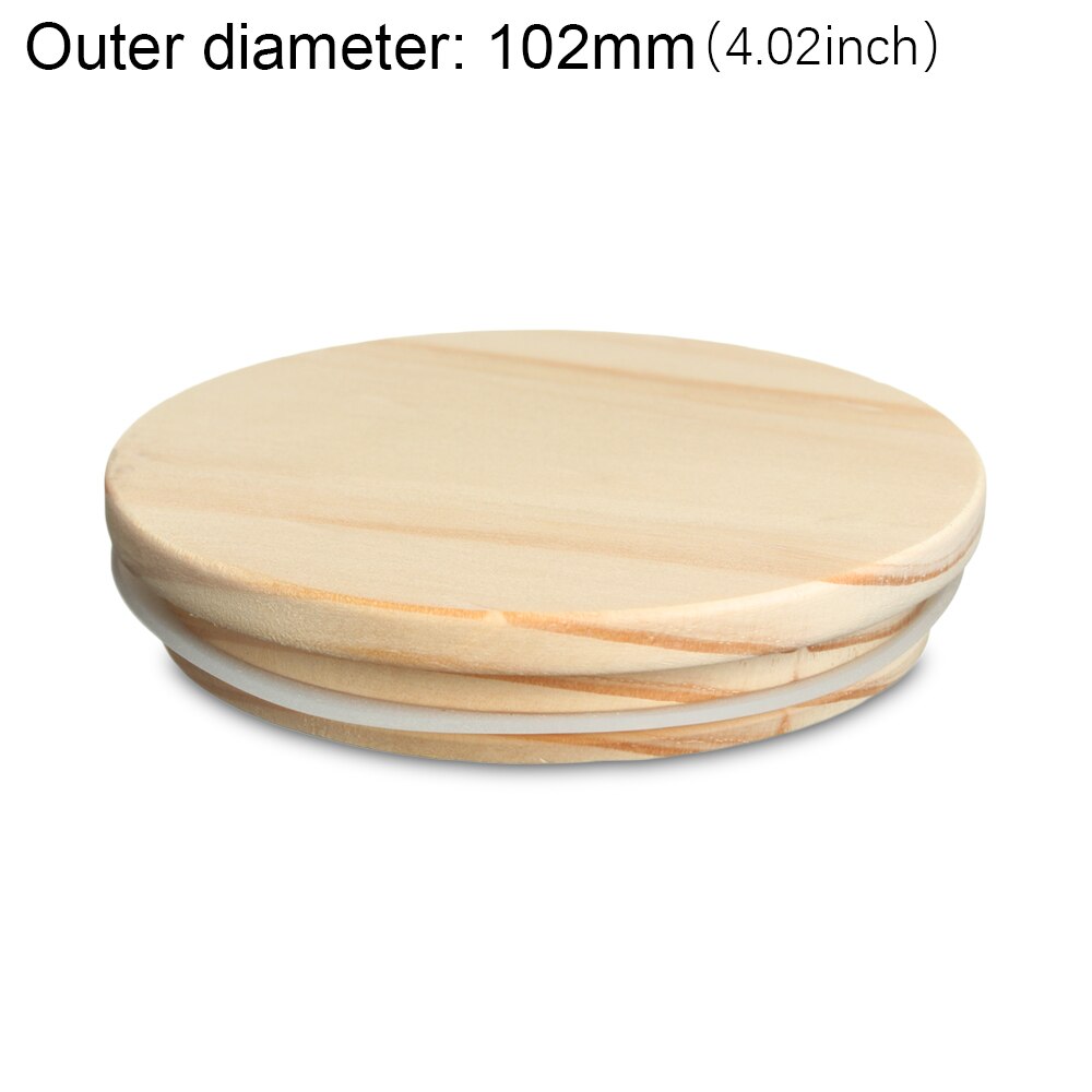 Bamboo Mason Jar Storage Canning Lids Drinking Cup Covers Reusable Seal Ring Pine Wooden Lid Caps for Glass Jars Ceramic Mugs: 102mm