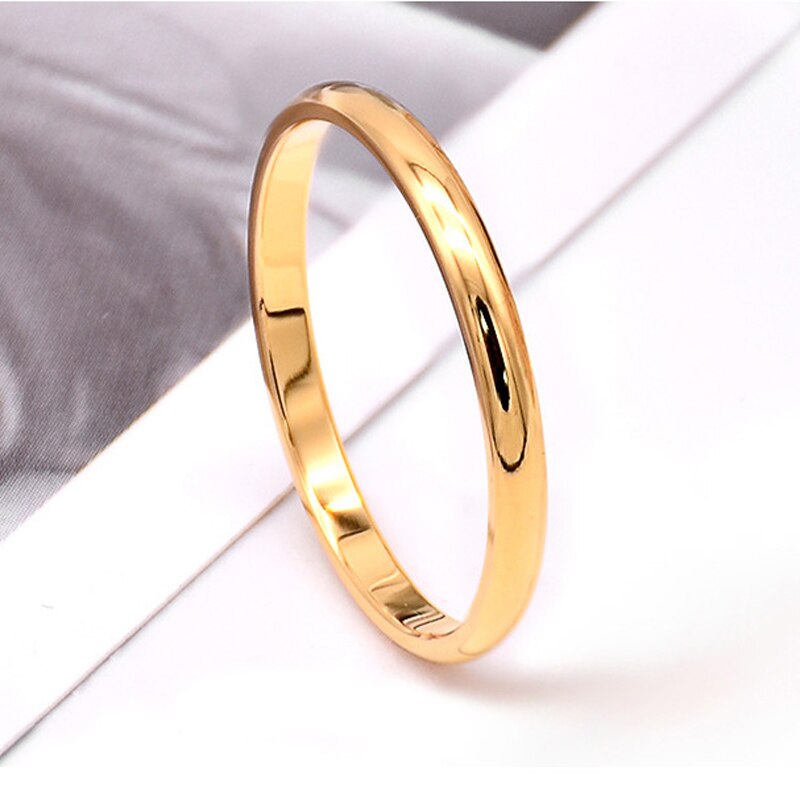 Anillo fino de acero inoxidable de 2mm, oro rosa y negro para mujeres y hombres, joyería minimalista para , de Simple, tamaño 3 a 10: 10 / Verde