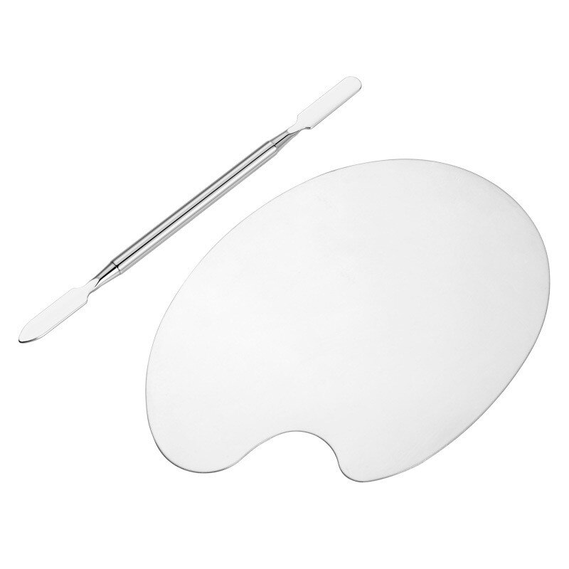 Stainless Steel Makeup Mixer Nail Art Polish Mixing Plate Foundation Eyeshadow Eye Shadow Mixing Palette Spatula Rod Tool FY219