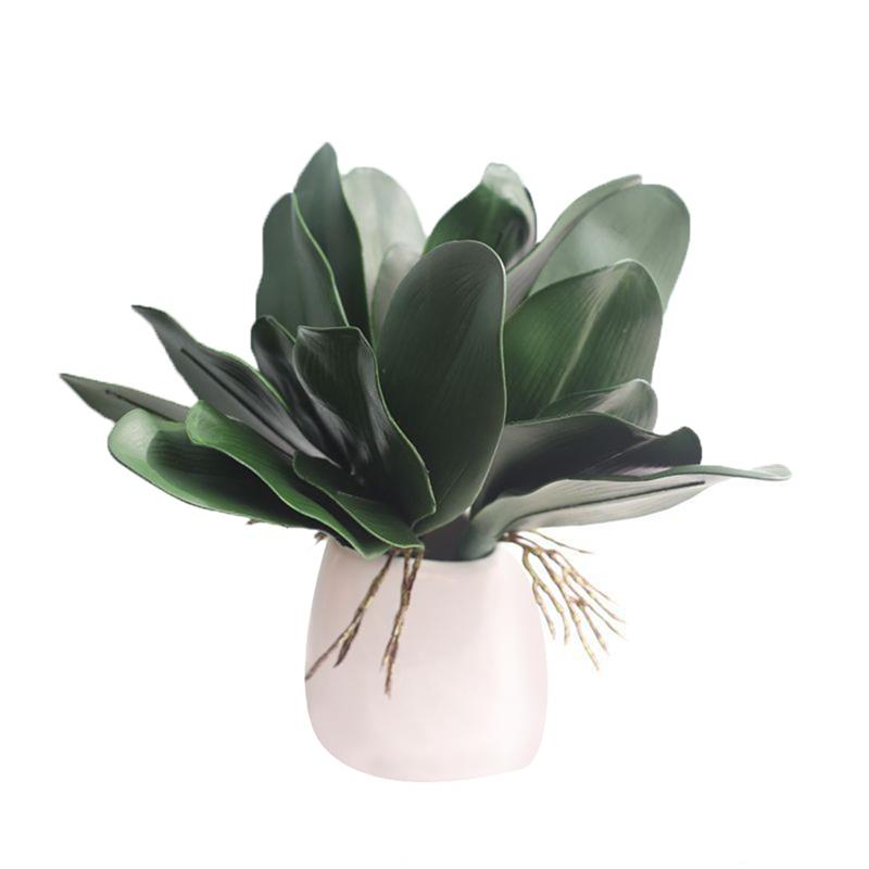 2pcs Artificial Orchid Phalaenopsis Leaves Potted Plant Leaf Home Office Decorative
