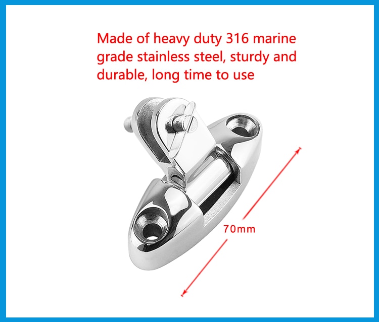 2PCS Stainless Steel 316 Boat Bimini Top Mount Swivel Deck Hinge With Rubber Pad Quick Release Pin Marine Accessories