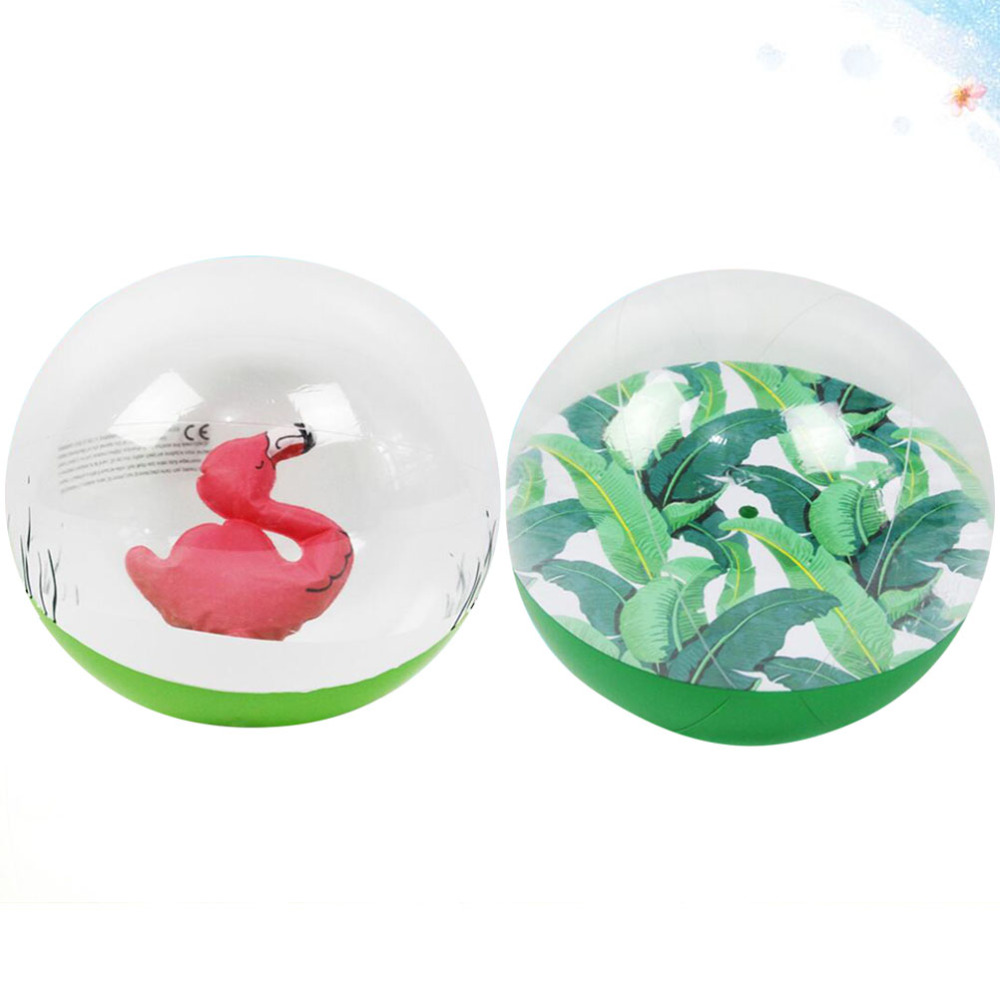 2 uds pelota transparente de playa creativa bola inflable divertida diversión con agua pelota de playa Bola de piscina para niños al aire libre playa (Flami