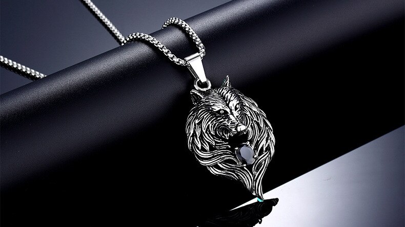 Retro ulv hoved vedhæng titanium stål kæde mænds #39 halskæde, ulv spirit dominerende smykker til mænd