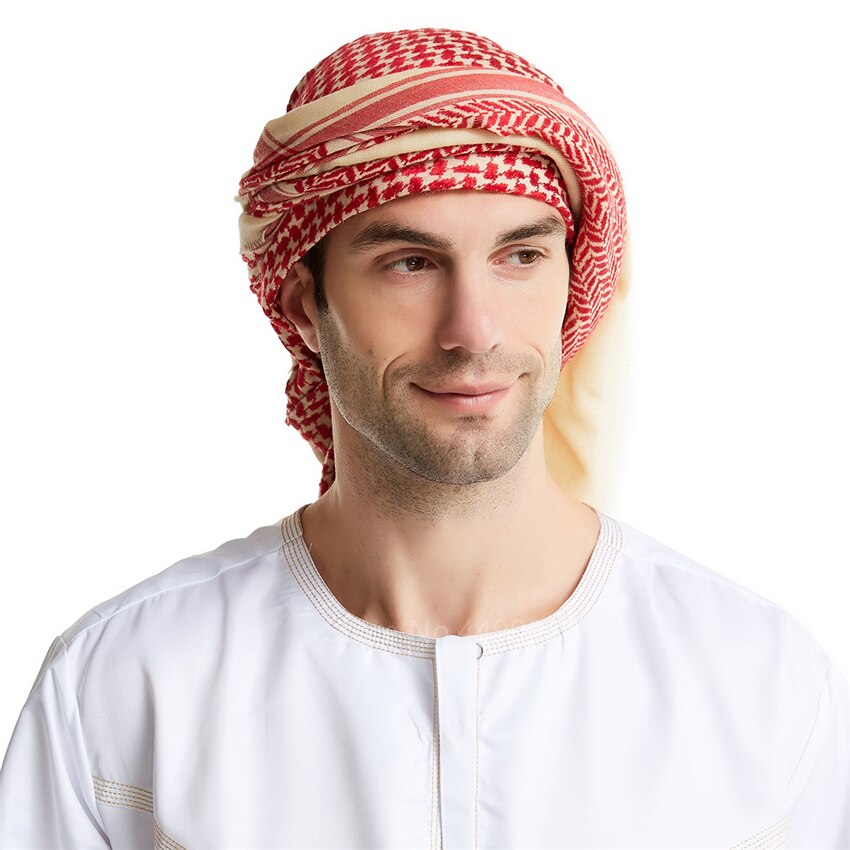 Chapeau musulman arabe saoudien dubaï pour homme, écharpe traditionnelle en coton, 140x140CM, à carreaux imprimés, prière islamique, Turban en laine: Color5