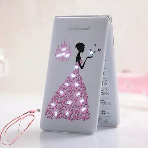 Rabat 2.4 ''écran tactile double cartes SIM veille russe français espagnol femmes filles dame mignon lampe de poche LED GSM cellulaire Mobile