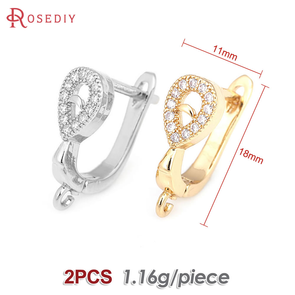 Pasador de latón y circón de Color dorado de 18K para mujer, suministros de fabricación de joyas Diy, accesorios para pendientes