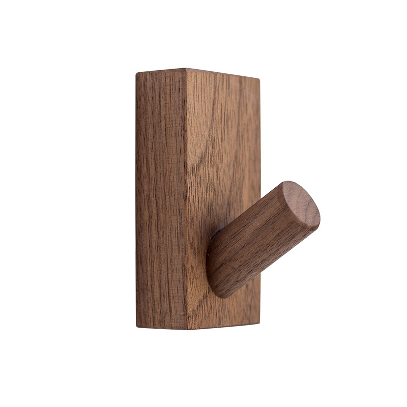Crochet mural japonais en bois massif, porte-manteau, chambre à coucher, vêtements suspendus, magasin de vêtements, organisateur mural, salle de bains, porte-serviettes, maison: 1pc Walnut hook