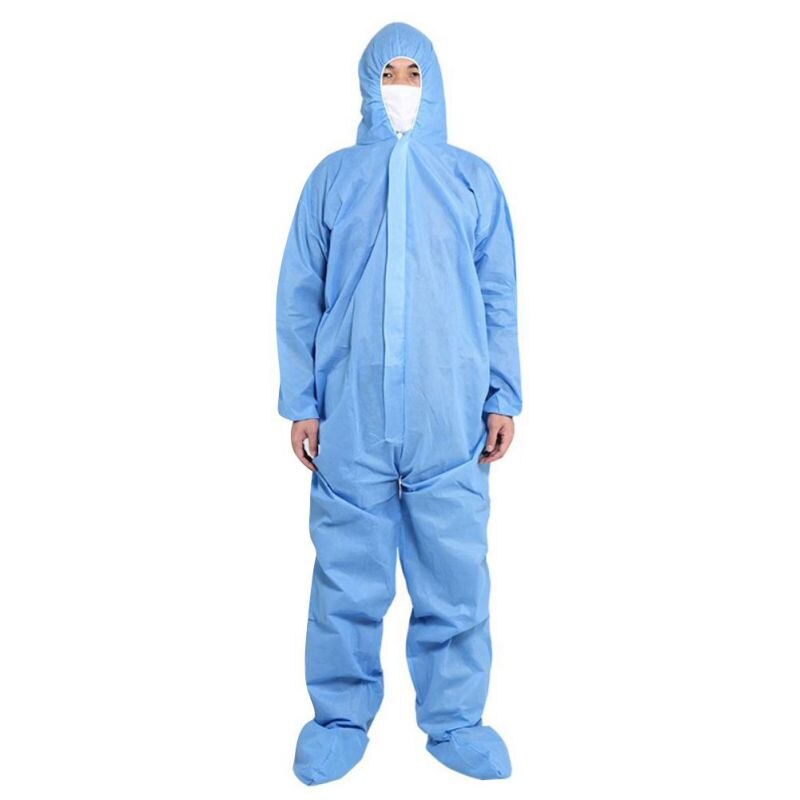 Disposable Protection Gown Dust Spray Suit Siamese Non-woven Dust-proof Anti Splash Clothing Safely Protection Clothes: Blue / L