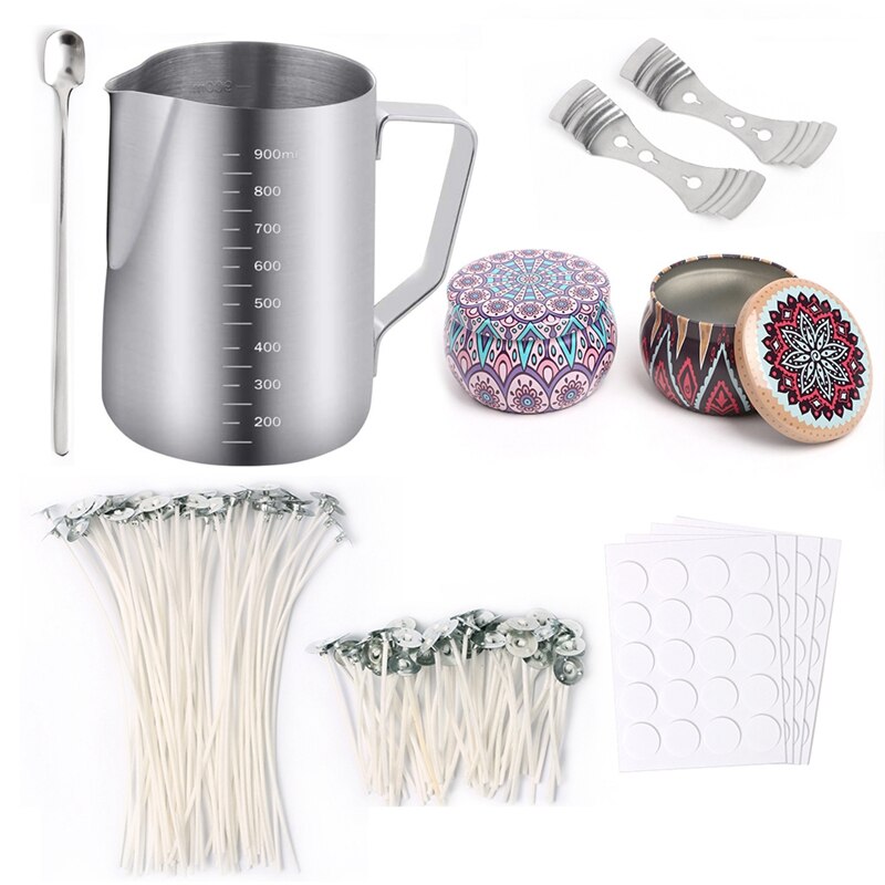 Candle Making Supplies Kit,DIY Candles Craft Tools with Candle Box,Candle Wicks,Wick Holder,Dots Wick Double Stickers