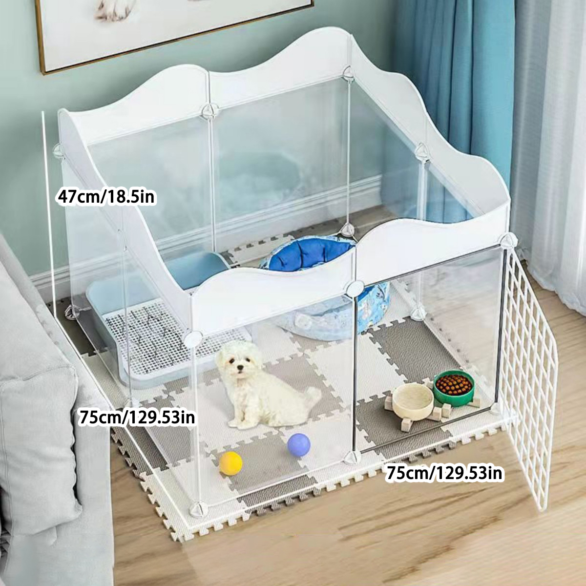 Dog Fence Indoor Household Small Size Dogs Fence Teddy Rabbit Pet Isolation Door Guardrail Cat Cage Anti-Jailbreak: light yellow