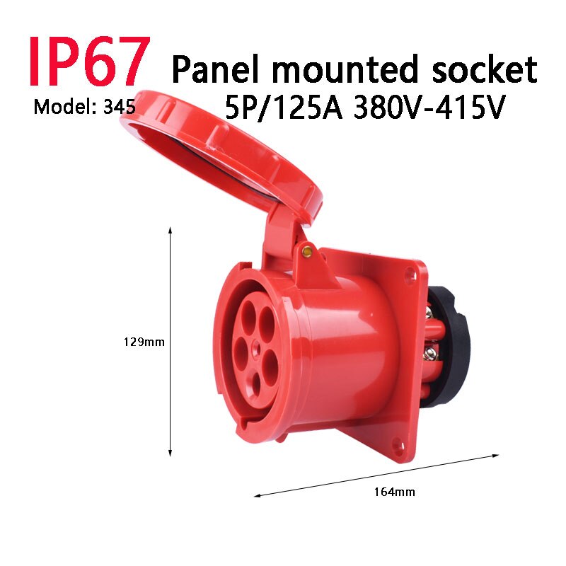 IP67 63A/125A Industrial Plug Socket 3P/4P/5P Waterproof Electrical Connector Power Connection Industrial Plug 220V 380V 415V: Type4