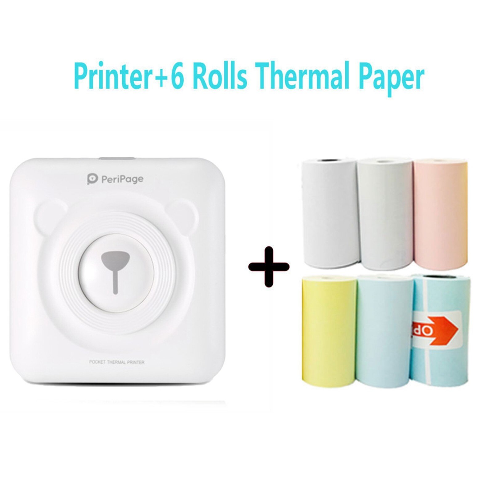 Mini Portable Thermal Printer Photo Pocket Photo Printer Thermal Bluetooth Printer 58mm Mini Wireless POS Image Photo For Phone: White