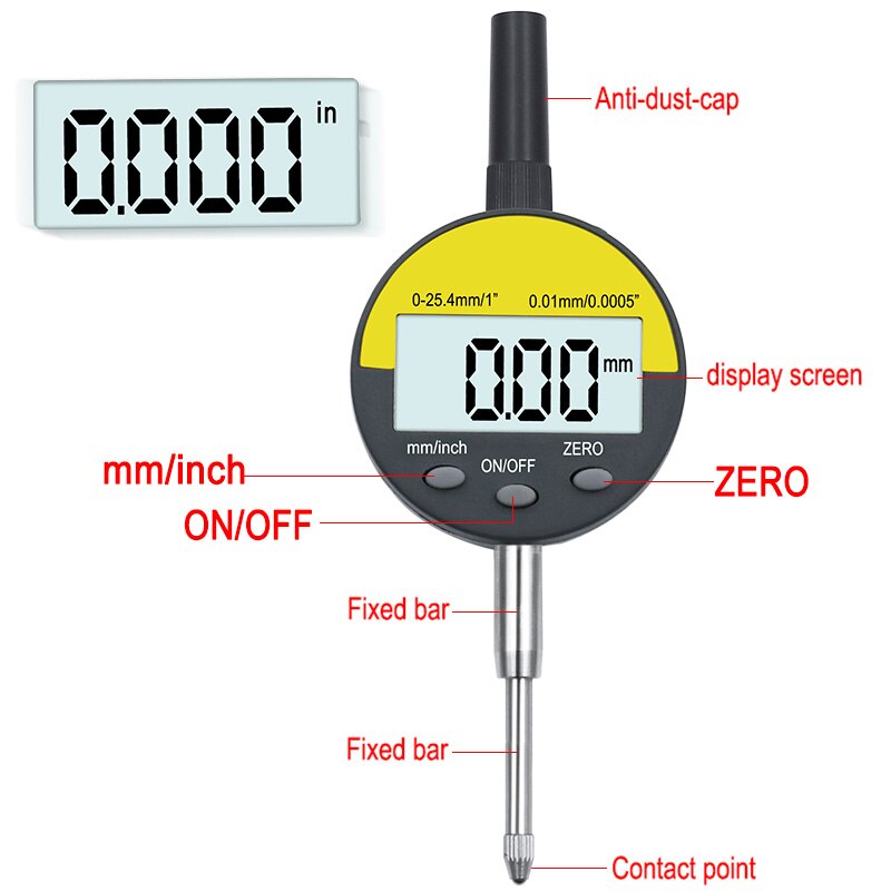 0-25.4mm digital dial indicator dial test indicator indicator meter accuracy test dust precision tool