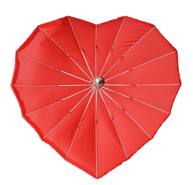 Creatieve Liefde Paraplu Dames Fotografie Paraplu Lange Handvat Hartvormige Paraplu Feestelijke Bruiloft Paraplu Kant Paraplu Cadeau