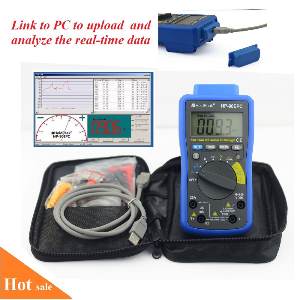 Beste HoldPeak HP-90EPC Digital Multimeter USB-Multimeter Digital Temperatur Instrumente Kapazität Meter Daten USB Halten Multime