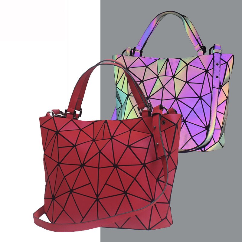 Sacs à main géométriques lumineux pour femmes, sacs à bandoulière pliables, sacs à bandoulière multicolores, sac fourre-tout avec veilleuse