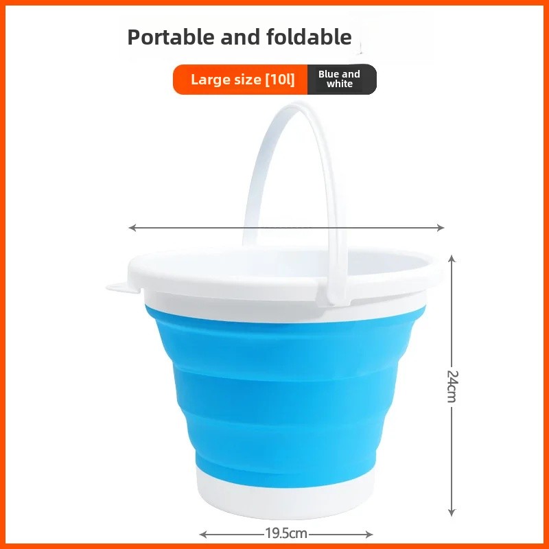 Portable Foldable Multi-Function Bucket Car Travel Fishing Pen Washing Basin Outdoor Use Collapsible Water Container Home Goods: black