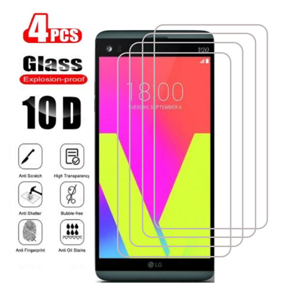 4 Uds vidrio para LG V10 V20 V30 Plus V40 V50 ThinQ vidrio protector para LG W10 W30 Pro X Power 2 3 película frontal de teléfono HD transparente