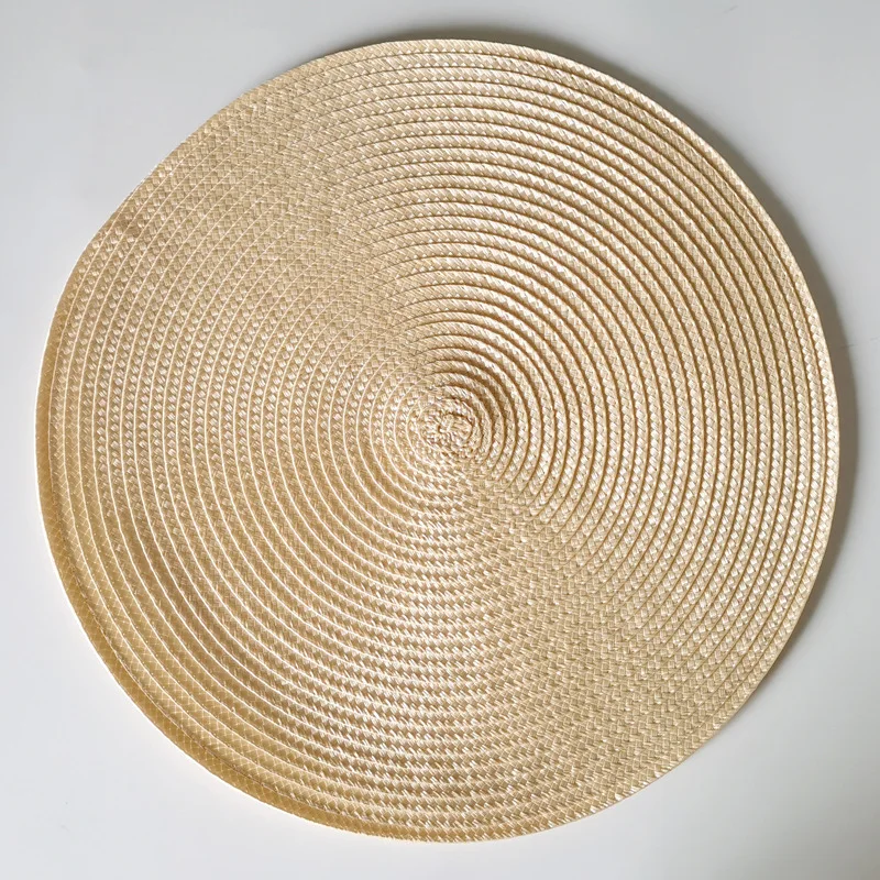 38cm runda vävda bordsunderlägg vattentäta matbordsunderlägg halkfria servettskivor skålunderlägg dryckesmuggunderlägg köksdekoration: Beige