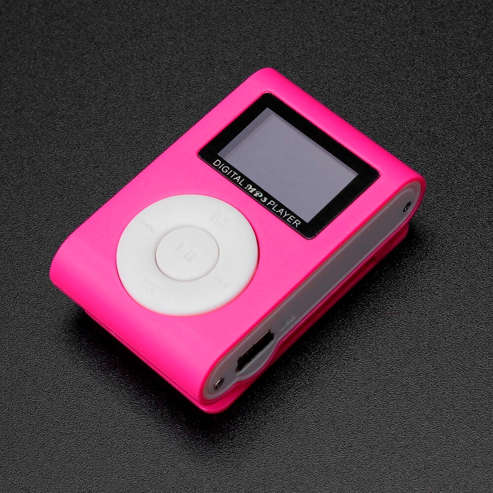 # 20oben Mini mp3 USB Clip MP3 Spieler LCD Bildschirm Unterstützung 32GB Mikro SD TF CardSlick stilvolle Neue: heiß Rosa 
