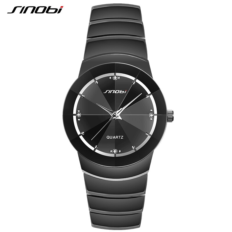 Sinobi merk paar schrijf horloge zwarte kleur armband sluiting quartz polshorloge voor dames en heren: Zwart voor mannen