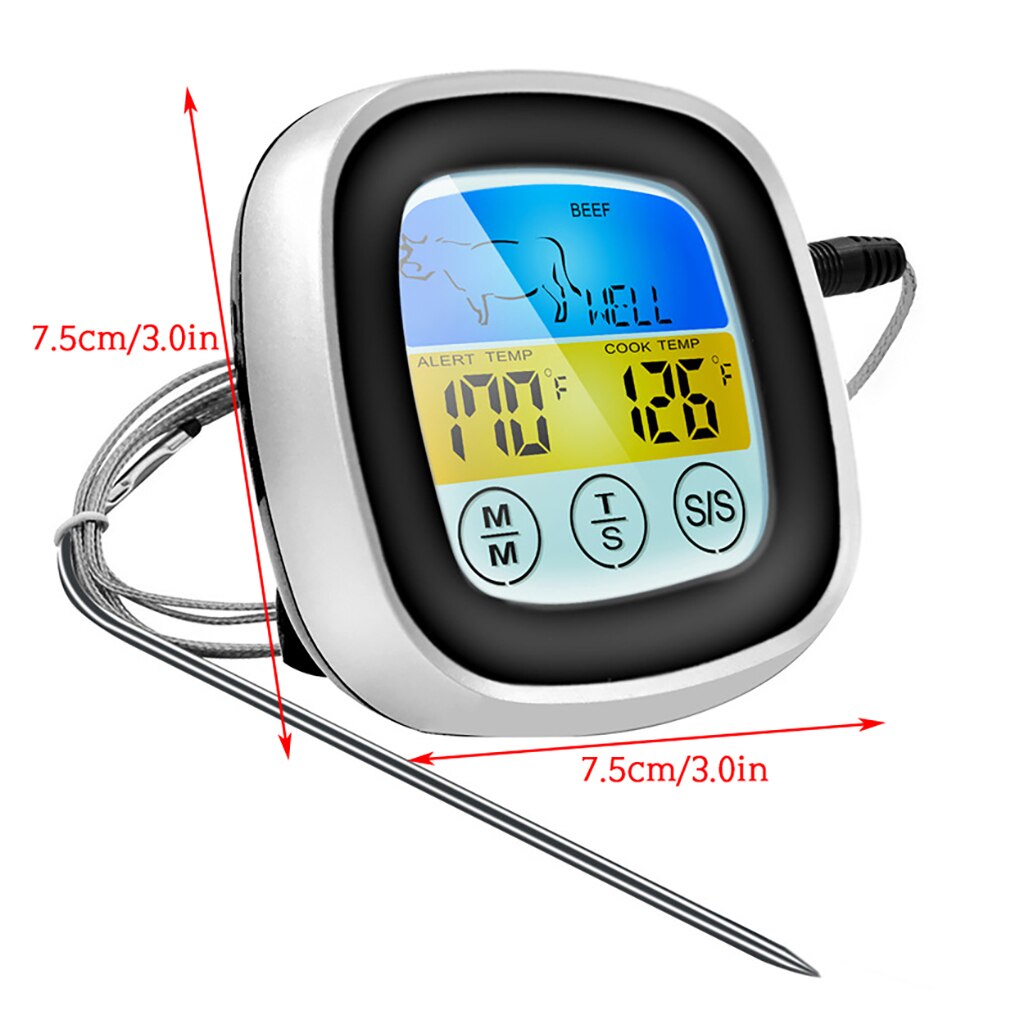 2 Probes Digitale Keuken Vlees Thermometer Rvs Waterdichte Vlees Temperatuur Probe Oven Koken Bbq Temperatuur Meter