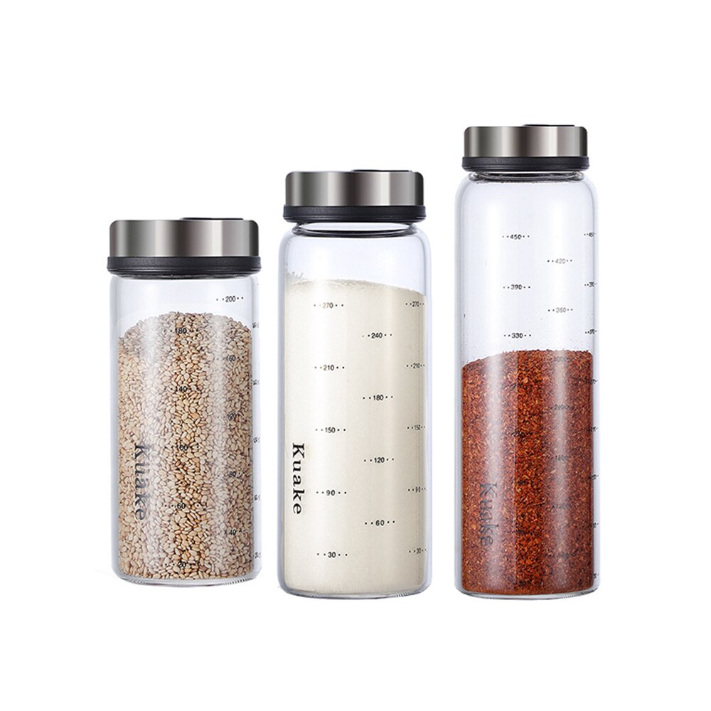 Yomdid Hoge Borosilicaatglas Kruiden Kan Peper Spice Shaker Keuken Zout Sesam Effen Kruiderij Afdichting Fles Met Roterende Deksel