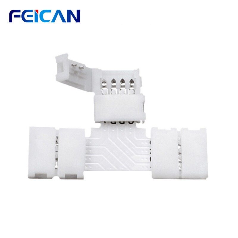 Led Strip Licht Connector 5-Pack 4Pin Rgb T-Vormige 10Mm Connector Voor SMD5050 Led Strips Diy fittings