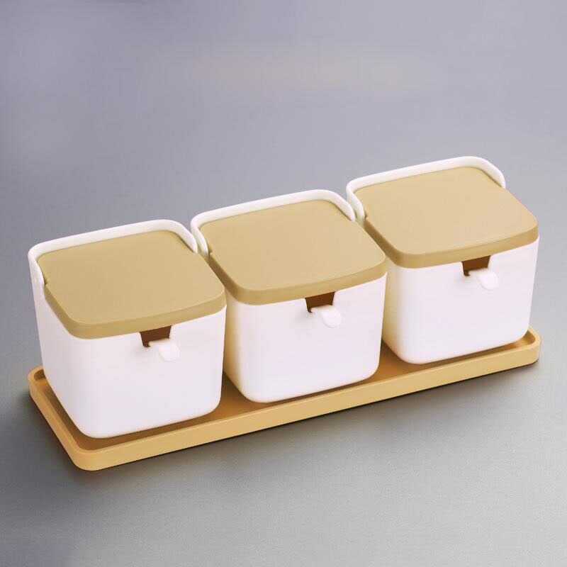 1 Set Plastic Sugar Bowl with Spoon Kitchen Salt Container Salt And Pepper Spice Bottle: 12