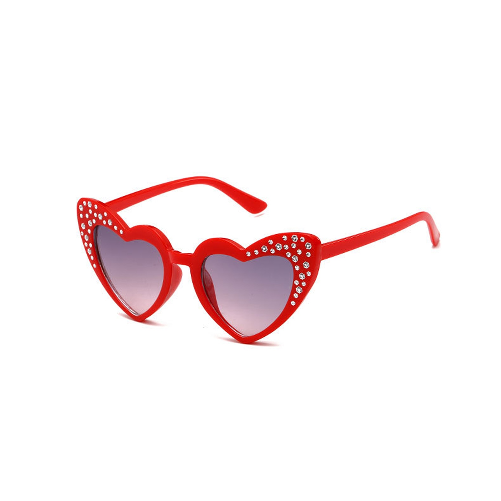 Kids Sunglasses Peach Heart Studded Children's Sunglasses Love High-end Rhinestone Girls Sunglasses: Red