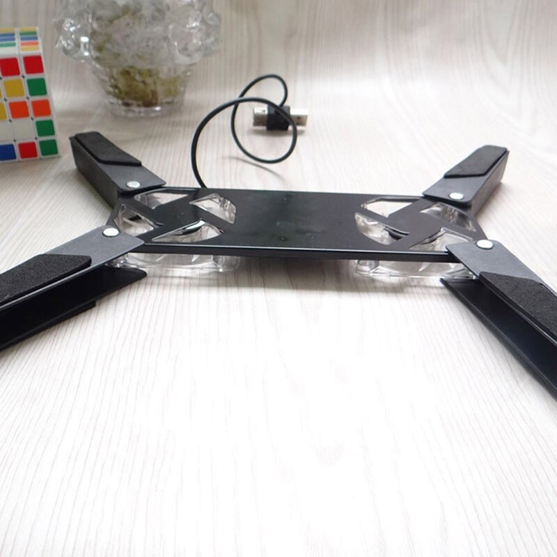 Laptop Desk Support Dual Cooling Fan Notebook Computer Stand Foldable USB Rack Holder Black
