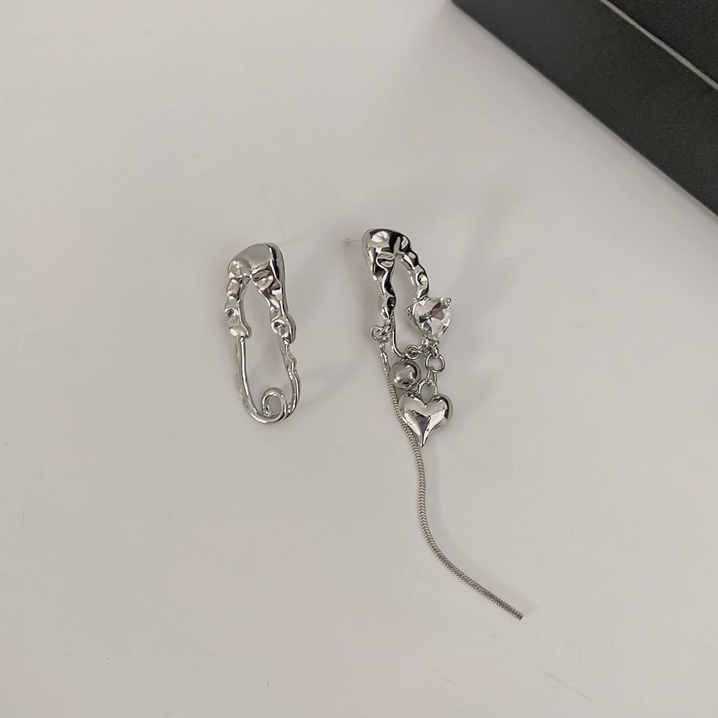 Pendientes irregulares con forma de Pin para mujer, aretes de amor de circonia, de joyas de asimétrico de cien Metal, novedad de 2023