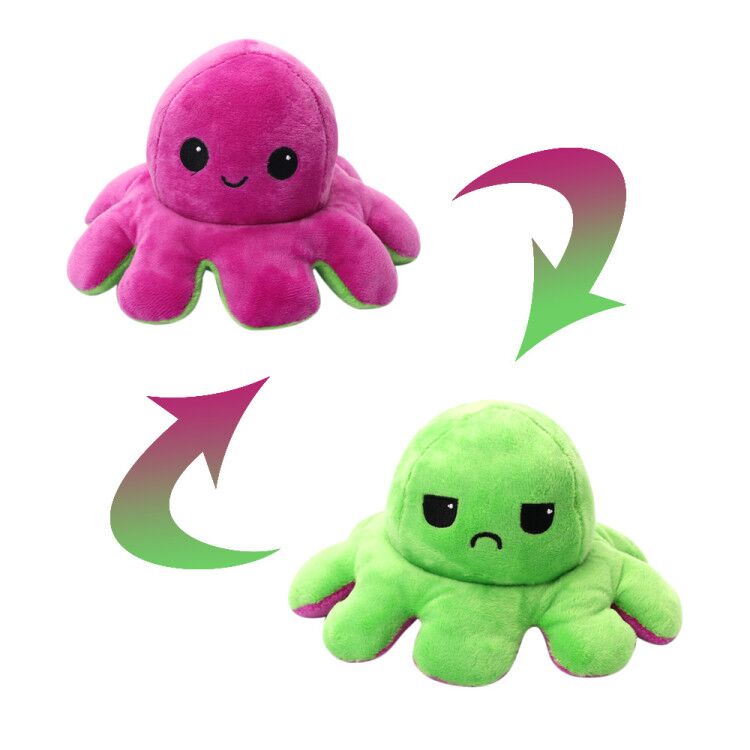 12 Colors Plush Toys Double-sided Flip Doll Soft Stuffed Animals Toys Christmas Home Decoration pulpo: 02