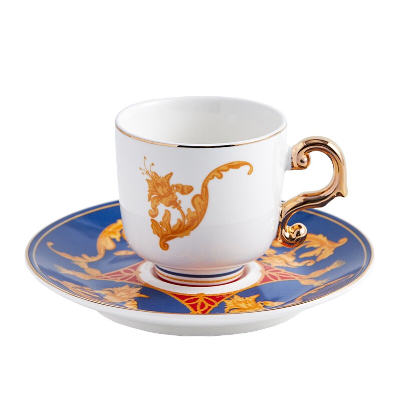 Turkish Style Luxury Ceramic Coffee Cup and Saucer Porcelain Coffee Set Tea Cup and Saucer Classic Drink: B