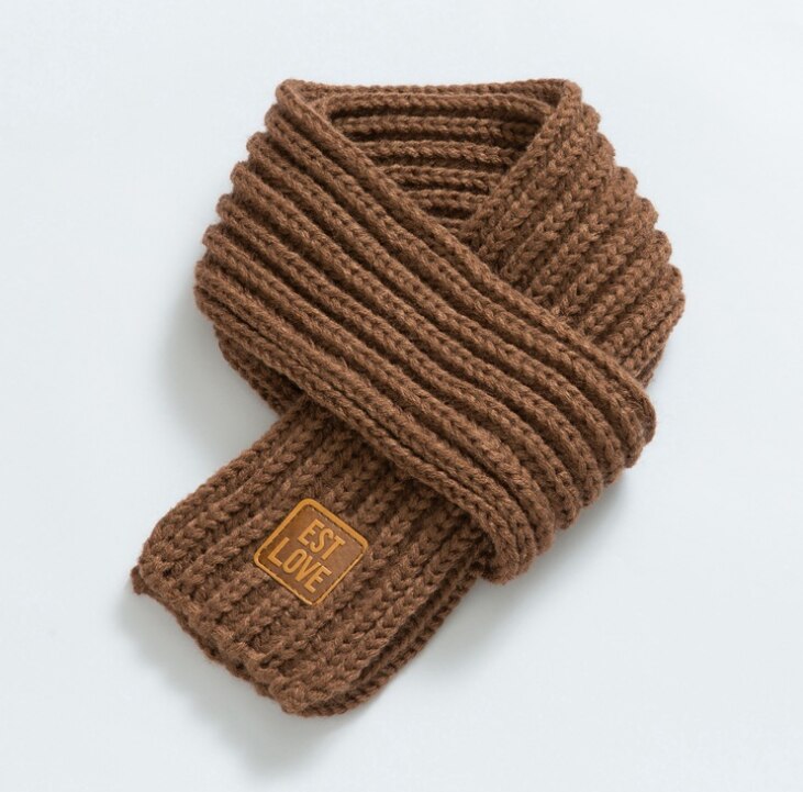 Winter warme baby gebreide sjaal kinderen jongens meisjes breien effen sjaal halskraagwarmer sjaals accessoires: Bruin