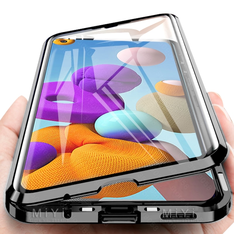 360 ° Magnetische Flip Beschermhoes Voor Samsung Galaxy A21s Cover Double-Side Gehard Glas Coque A21 S Een 21 S Sm-a217f/Ds 6.5''