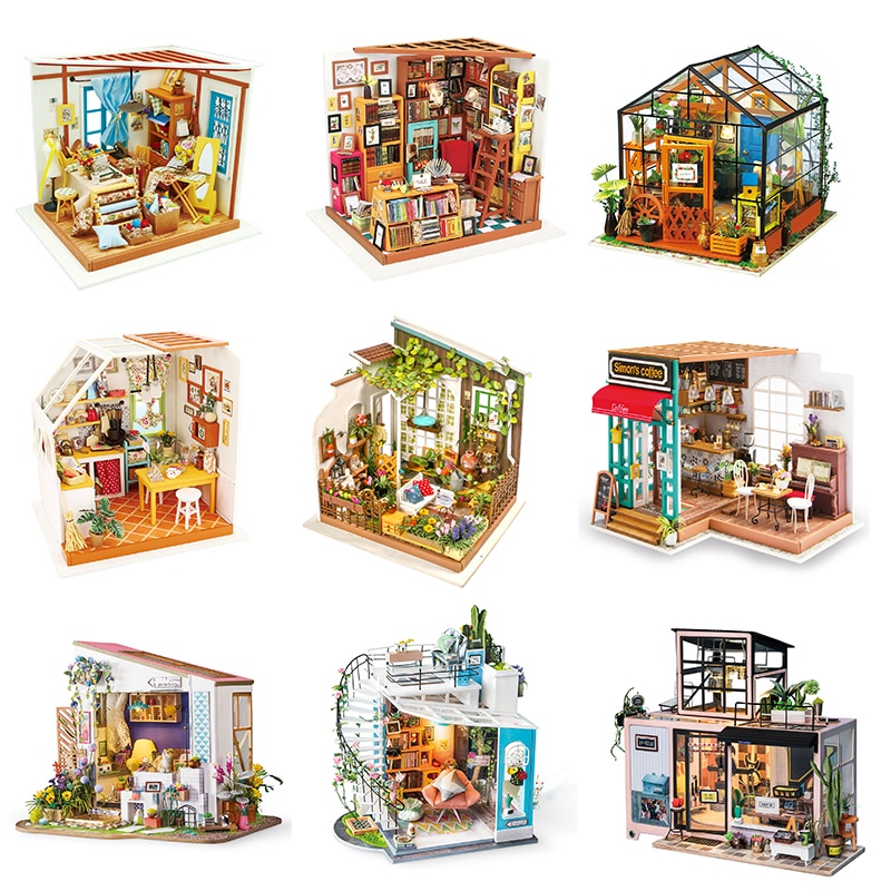 Robotime Diy Houten Miniatuur Dollhouse 1:24 Handgemaakte Poppenhuis Model Building Kits Speelgoed Voor Kinderen Volwassen