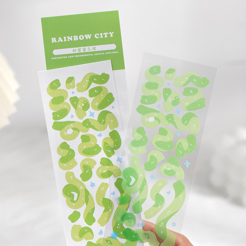 6Kinds Cute Rainbow Ribbon stickers DIY scrapbook base collage diary happy plan mobile computer sealing decoration sticker