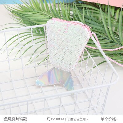 Fish Tail Rainbow Gold Sequins Package Children Fishtail Female Phone Headset Data Cable Bag Kid Toys: F