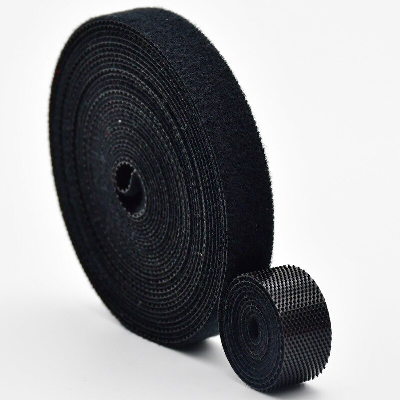 Cable Ties Roll Double-sided Tape Holder Fastening Tape By Hook &amp; Loop Nylon Strap for Computer Electronic Cord Power Wire: black / 1.5x500cm