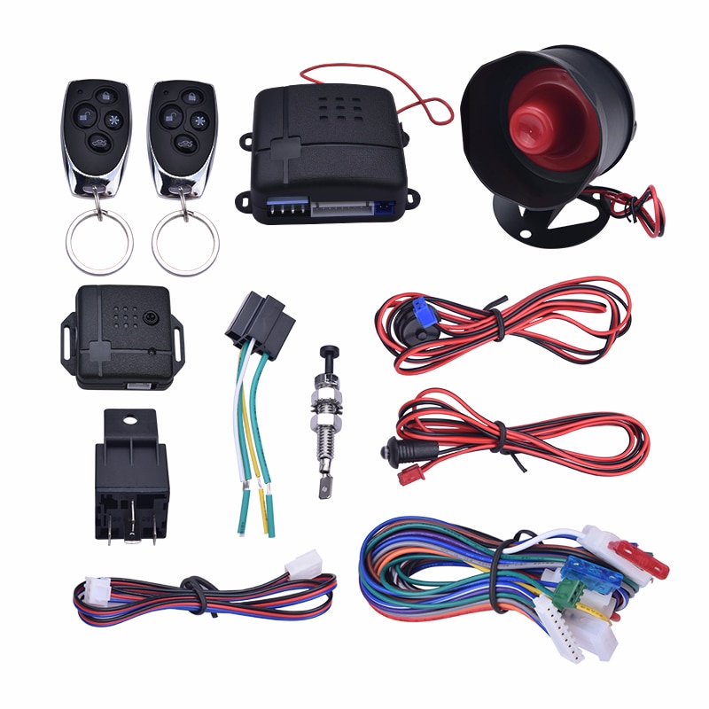 Car Alarm Vehicle System 1-Way Remote Central Door Lock Keyless System With 2 Remote Control Burglar Protection Security System