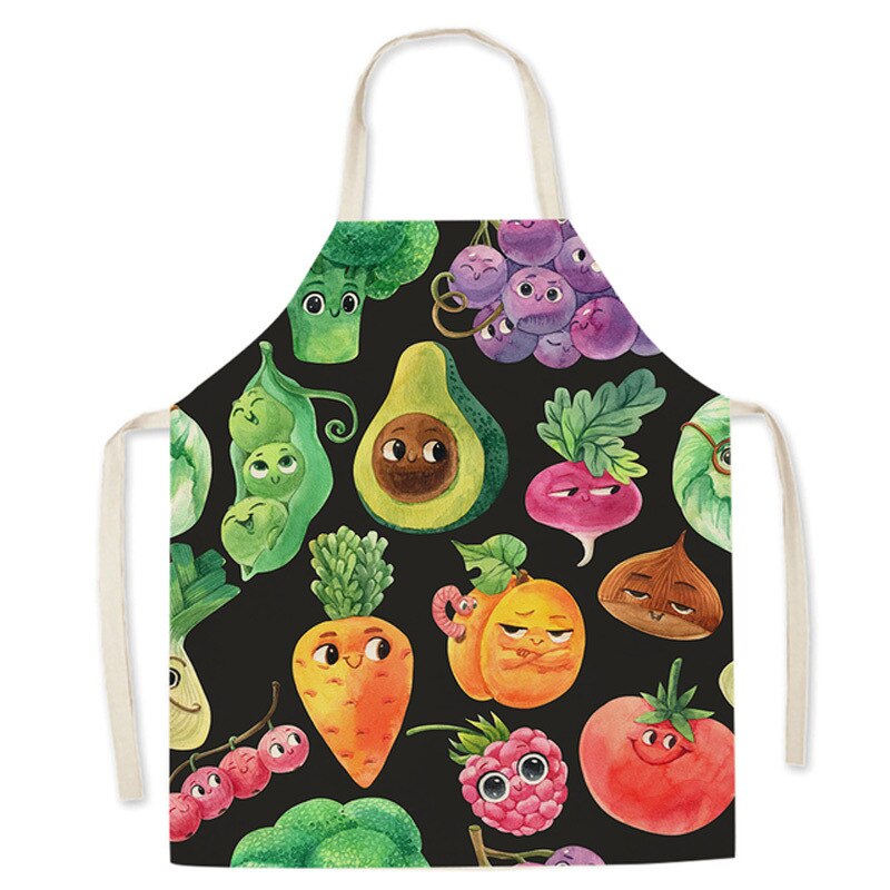 Küche Schürze für Männer Frauen Art Zitrone Nachspeisen Gedruckt Baumwolle Leinen Ärmelloses Schürzen Hause Kochen Backen Reinigung Werkzeuge: Stil 3 / 55x68cm