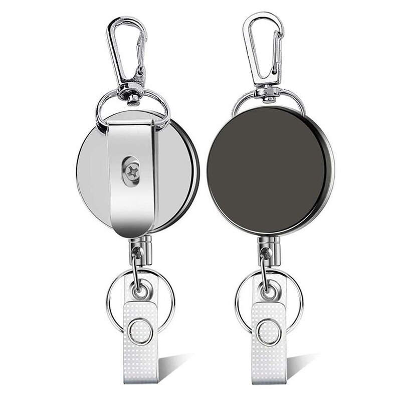 Porte-clé rétractable à tirette, 1 pièce, porte-Badge, bobine de ceinture extensible, lanière d&#39;identification, porte-carte: d Metal
