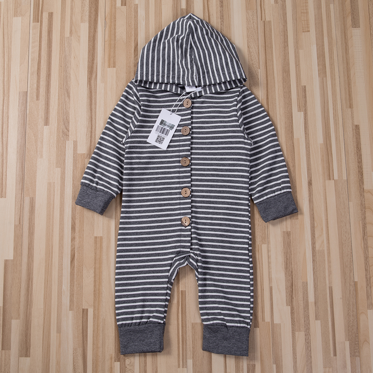 pudcoco Newborn Baby Boys Girls Unisex Autumn Solid+Striped Rompers Baby Kids Cotton Cute Clothes Romper Hooded Jumpsuit Outfits