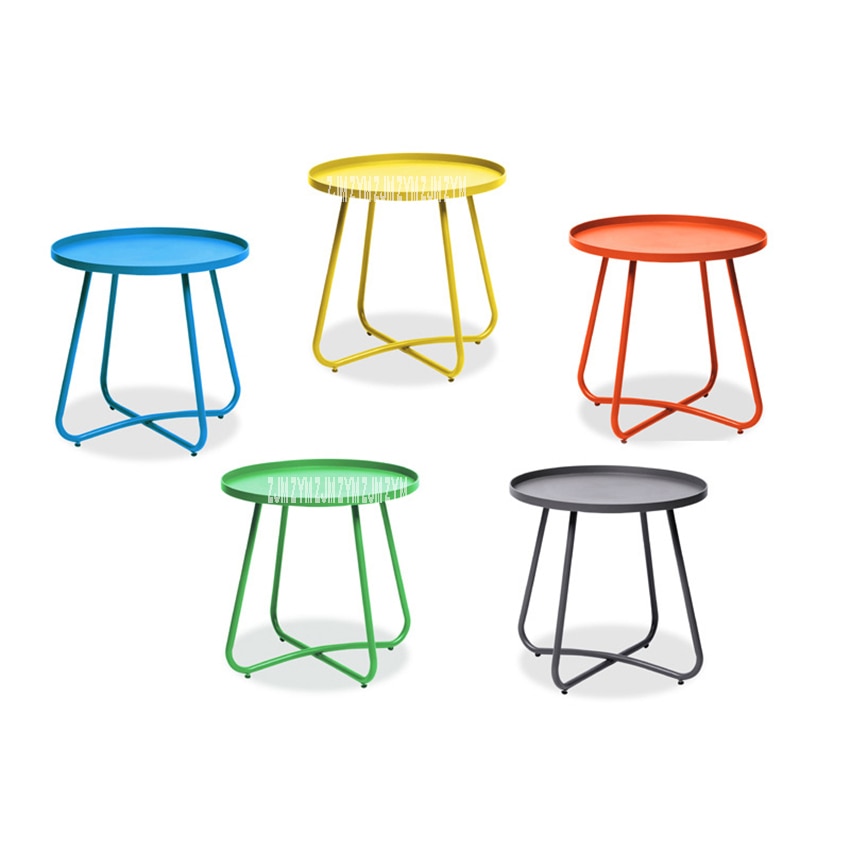 HRCC027 Simple Modern Living Room Metal Tea Table Balcony Carbon Steel Sofa Side Table Bedside Small Storage Round Coffee Table