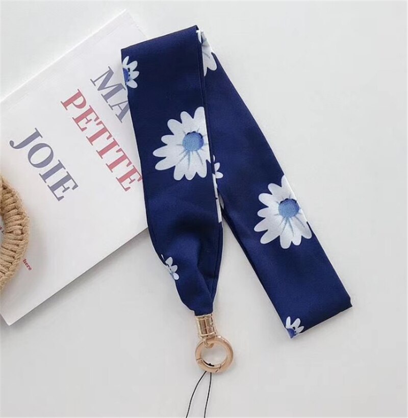 Lanière de foulard florale pour le cou de téléphone sangles de téléphone portable lanière de chaîne de téléphone longue clé de carte d'identité USB caméra MP3 clé de Badges suspendus: B