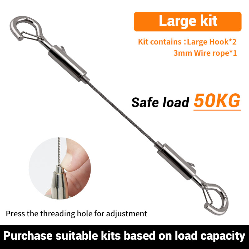 Adjustable Automatic Wire Rope Spring Hook Clothesline Picture Hanging Solution System Suspension Code Stainless Steel Cable: Clear / 200M